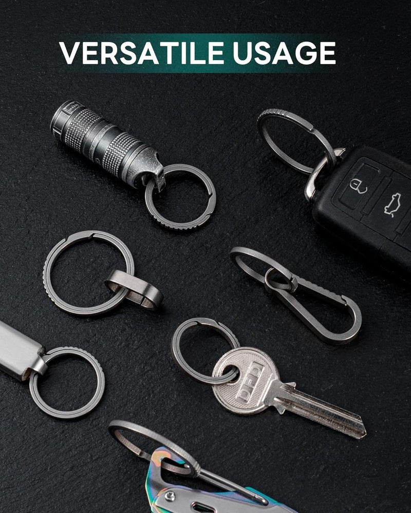 TISUR Titanium Keychain Rings, Split Side Pushing Key Rings Heavy Duty Black Key Ring For Key Chain Carabiner Dog Tag Ring - Image 4